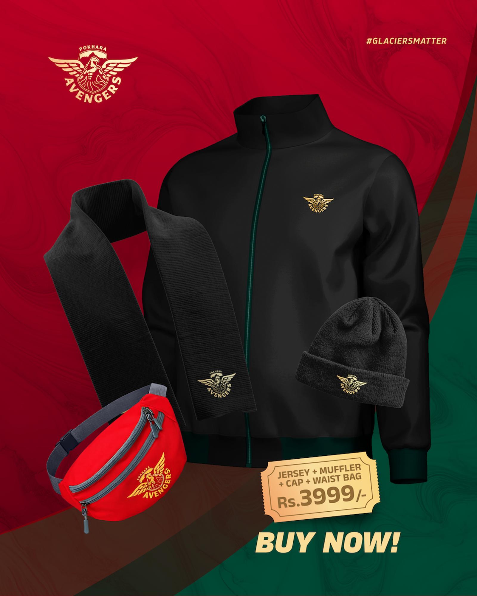 Jacket + Muffler + Cap + Waist Bag